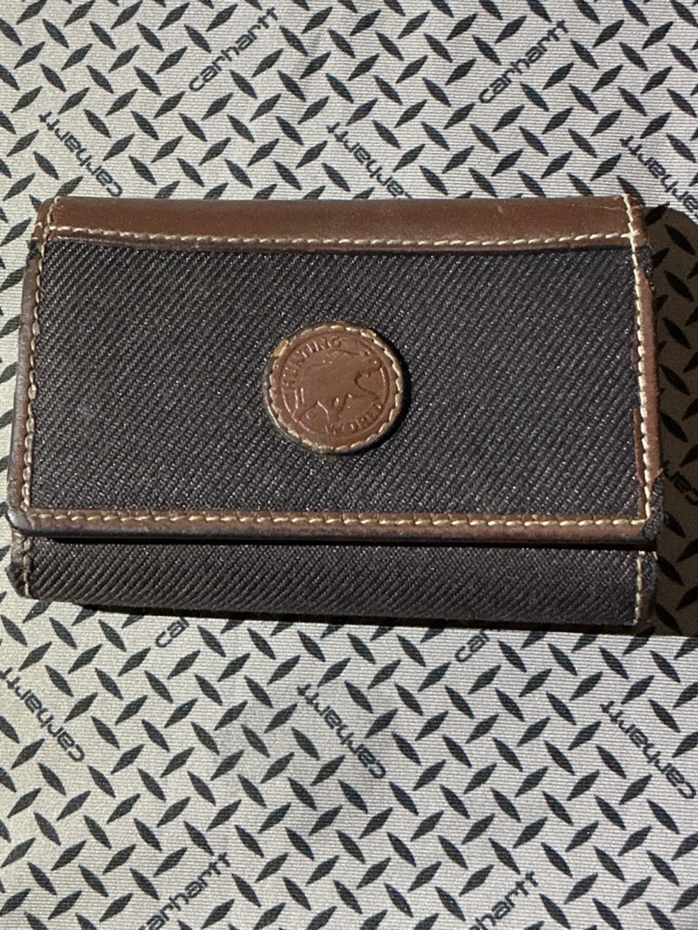 Hunting World Brown Canvas and Leather Trifold Wallet and Key Holder